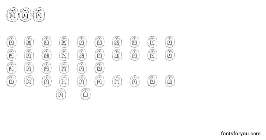 Czcionka LmsLionAround – alfabet, cyfry, specjalne znaki