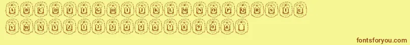 LmsLionAround-fontti – ruskeat fontit keltaisella taustalla