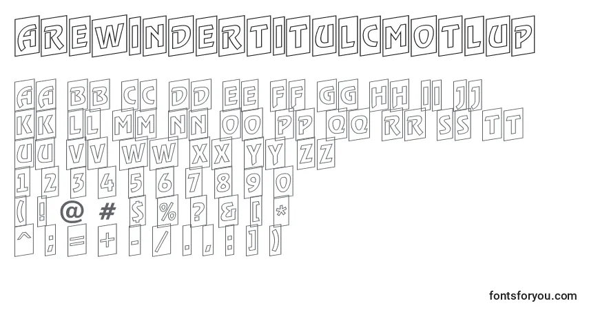 A fonte ARewindertitulcmotlup – alfabeto, números, caracteres especiais