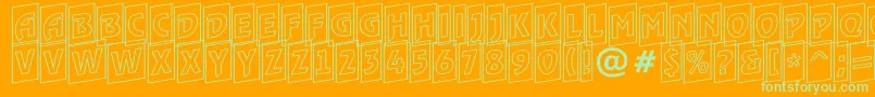 ARewindertitulcmotlup-Schriftart – Grüne Schriften auf orangefarbenem Hintergrund