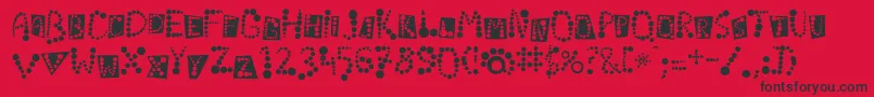Linotypekropki-fontti – mustat fontit punaisella taustalla