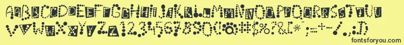 Linotypekropki-fontti – mustat fontit keltaisella taustalla