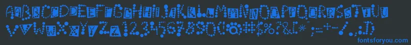 フォントLinotypekropki – 黒い背景に青い文字