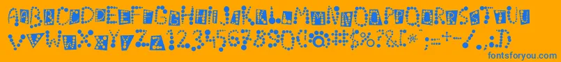 フォントLinotypekropki – オレンジの背景に青い文字