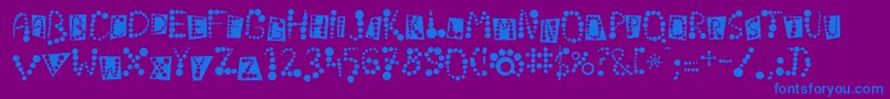 フォントLinotypekropki – 紫色の背景に青い文字