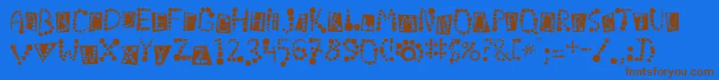 Linotypekropki-Schriftart – Braune Schriften auf blauem Hintergrund