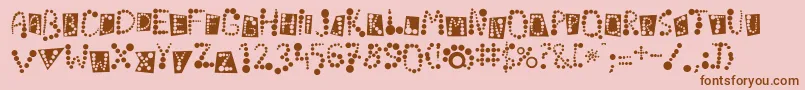 Linotypekropki-fontti – ruskeat fontit vaaleanpunaisella taustalla