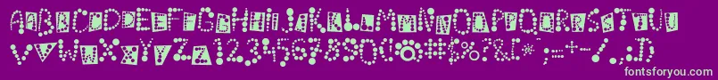 フォントLinotypekropki – 紫の背景に緑のフォント