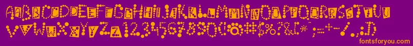 フォントLinotypekropki – 紫色の背景にオレンジのフォント