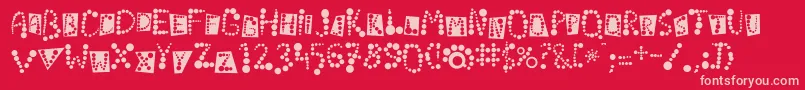 フォントLinotypekropki – 赤い背景にピンクのフォント