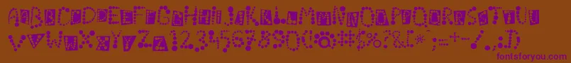 フォントLinotypekropki – 紫色のフォント、茶色の背景