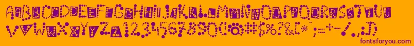 Czcionka Linotypekropki – fioletowe czcionki na pomarańczowym tle