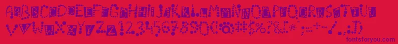 Linotypekropki-fontti – violetit fontit punaisella taustalla