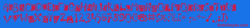 Linotypekropki-Schriftart – Rote Schriften auf blauem Hintergrund