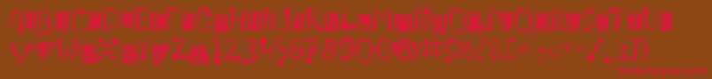 フォントLinotypekropki – 赤い文字が茶色の背景にあります。