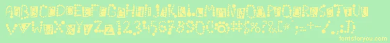 Linotypekropki-fontti – keltaiset fontit vihreällä taustalla