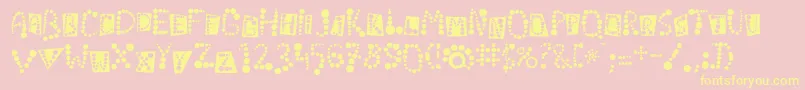 フォントLinotypekropki – 黄色のフォント、ピンクの背景