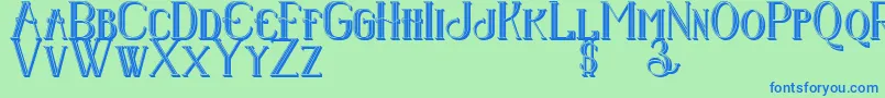 Senandungmalam3Dregular-Schriftart – Blaue Schriften auf grünem Hintergrund