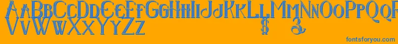 Senandungmalam3Dregular-Schriftart – Blaue Schriften auf orangefarbenem Hintergrund