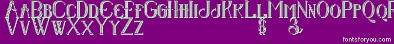 フォントSenandungmalam3Dregular – 紫の背景に緑のフォント