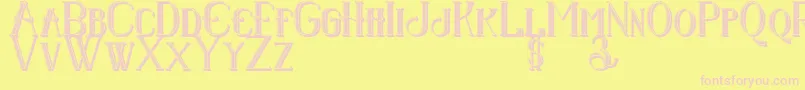 Senandungmalam3Dregular-fontti – vaaleanpunaiset fontit keltaisella taustalla