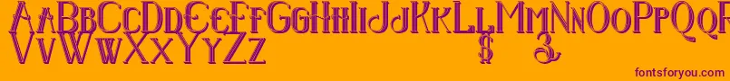 フォントSenandungmalam3Dregular – オレンジの背景に紫のフォント