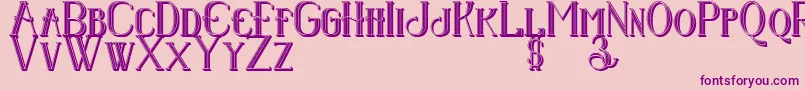 Senandungmalam3Dregular-fontti – violetit fontit vaaleanpunaisella taustalla