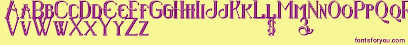 Senandungmalam3Dregular-Schriftart – Violette Schriften auf gelbem Hintergrund