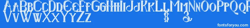 フォントSenandungmalam3Dregular – 青い背景に白い文字