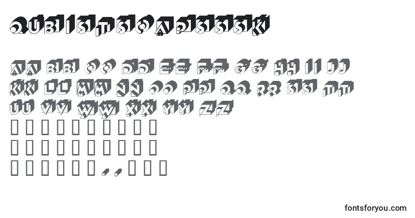 Czcionka Qubistscapsssk – alfabet, cyfry, specjalne znaki