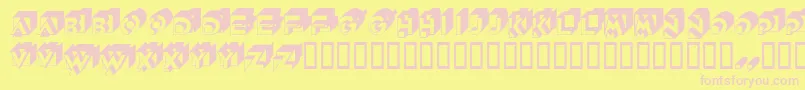 Qubistscapsssk Font – Pink Fonts on Yellow Background