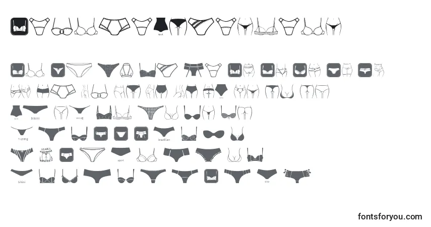 Czcionka FemaleUnderwear – alfabet, cyfry, specjalne znaki