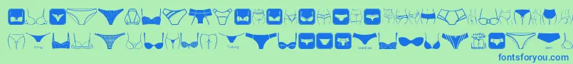Fonte FemaleUnderwear – fontes azuis em um fundo verde