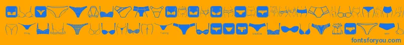 FemaleUnderwear-Schriftart – Blaue Schriften auf orangefarbenem Hintergrund