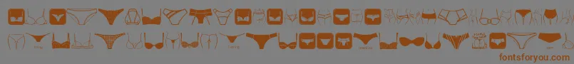 フォントFemaleUnderwear – 茶色の文字が灰色の背景にあります。
