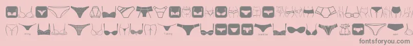 FemaleUnderwear-fontti – harmaat kirjasimet vaaleanpunaisella taustalla