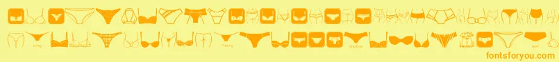 FemaleUnderwear-Schriftart – Orangefarbene Schriften auf gelbem Hintergrund