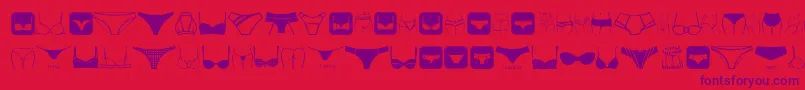 Fonte FemaleUnderwear – fontes roxas em um fundo vermelho