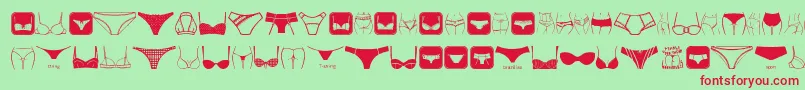 FemaleUnderwear-fontti – punaiset fontit vihreällä taustalla