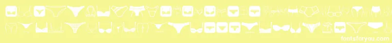 FemaleUnderwear-fontti – valkoiset fontit keltaisella taustalla