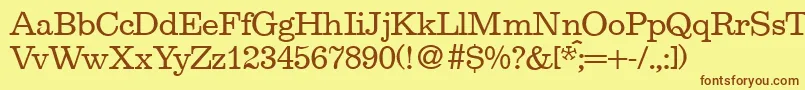 フォントEgoistRegularDb – 茶色の文字が黄色の背景にあります。