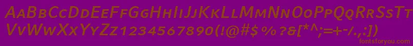 CompatilFactLtComBoldItalicSmallCaps-fontti – ruskeat fontit violetilla taustalla