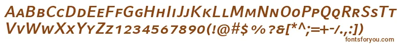フォントCompatilFactLtComBoldItalicSmallCaps – 白い背景に茶色のフォント