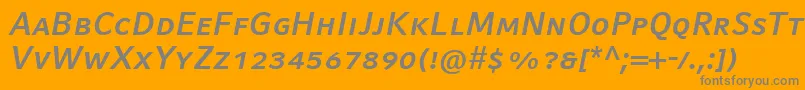 Fonte CompatilFactLtComBoldItalicSmallCaps – fontes cinzas em um fundo laranja