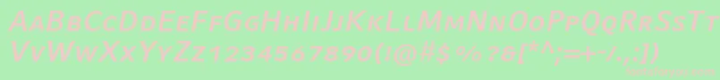 CompatilFactLtComBoldItalicSmallCaps-fontti – vaaleanpunaiset fontit vihreällä taustalla