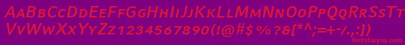 CompatilFactLtComBoldItalicSmallCaps Font – Red Fonts on Purple Background