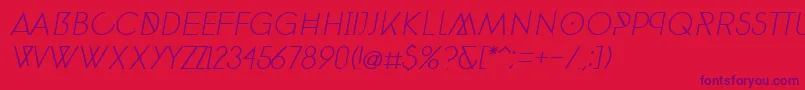 PhantomThinItalic30 Font – Purple Fonts on Red Background