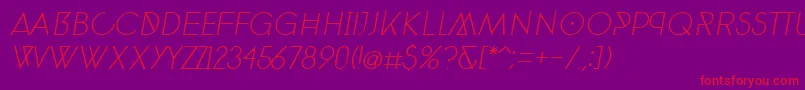 Fonte PhantomThinItalic30 – fontes vermelhas em um fundo violeta