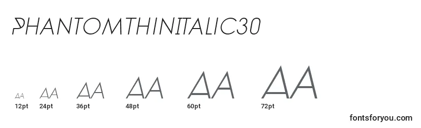 Размеры шрифта PhantomThinItalic30