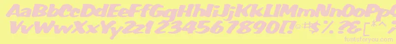 WummerlinscriptsskBolditalic Font – Pink Fonts on Yellow Background